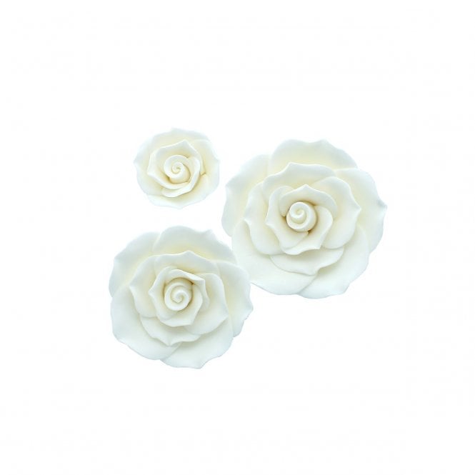 Culpitt White Sugar Roses - Pack of 3