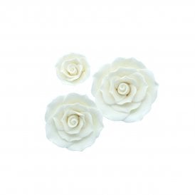 White Sugar Roses - Pack of 3