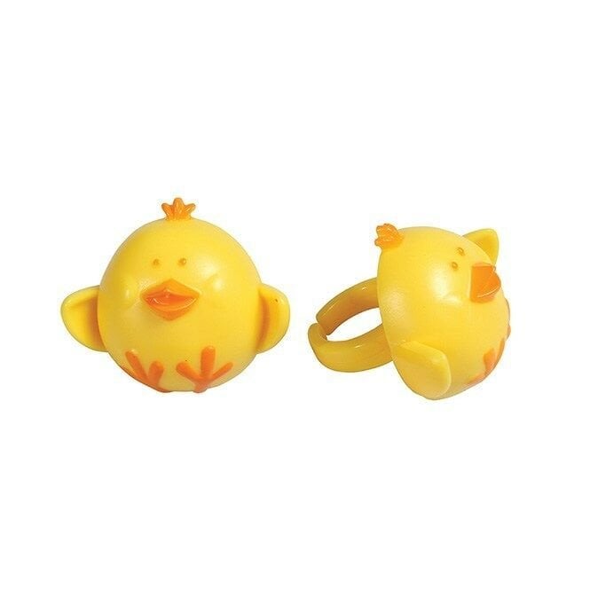 Cute Yellow Chick Rings 6 Pack