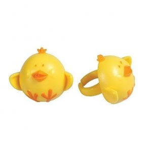 Cute Yellow Chick Rings 6 Pack
