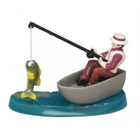 Fisherman in Boat with Swinging Fish 