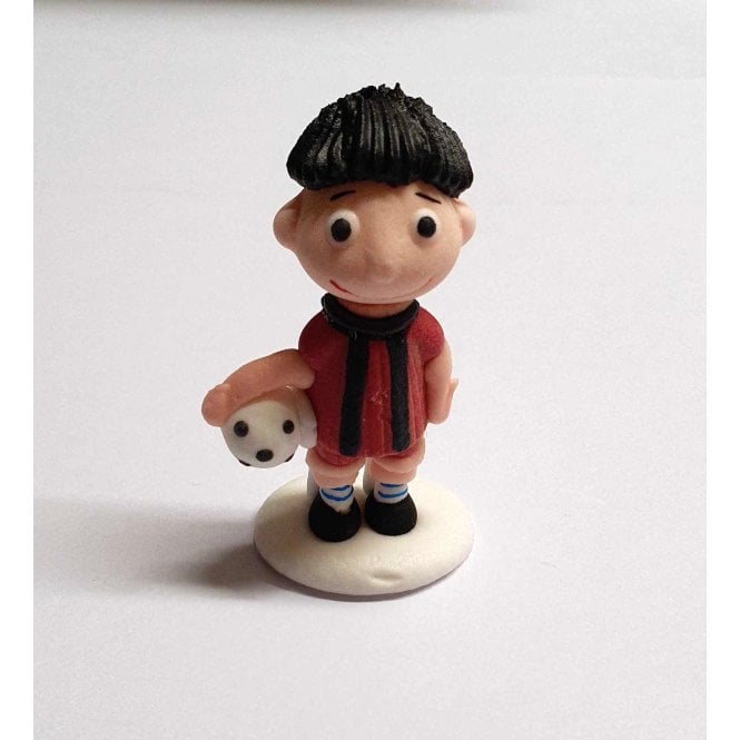 Football Player Black Hair and Ball Edible Cake Topper