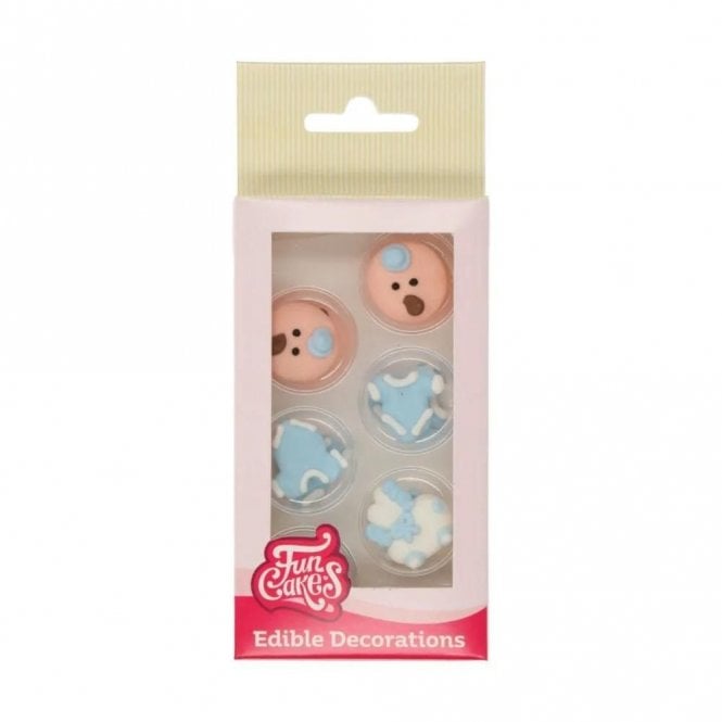 Fun Cakes Baby Blue Sugar Decorations - Set Of 12