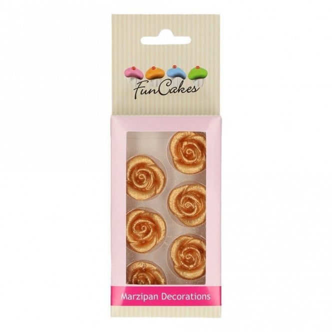 Fun Cakes Bronze Gold/Rose Gold Roses Decorations Set Of 6