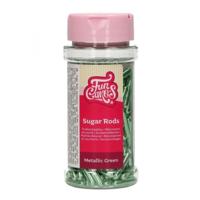 Fun Cakes Green Metallic Sugar Rods