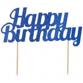 Glitter Happy Birthday Cake Topper Royal Blue