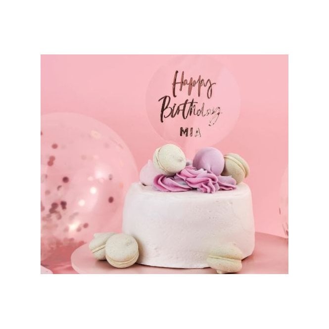 Hootyballoo Acrylic Cake Topper With Rose Gold Letters