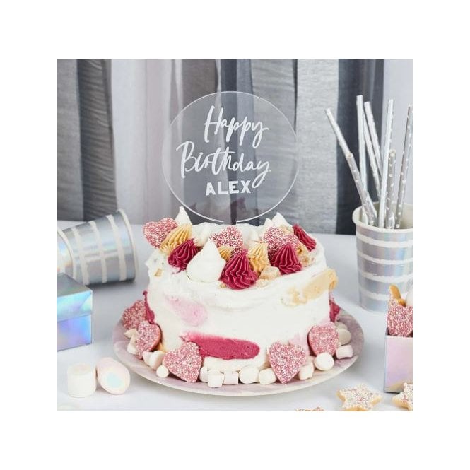 Hootyballoo Acrylic Cake Topper With Silver Letters