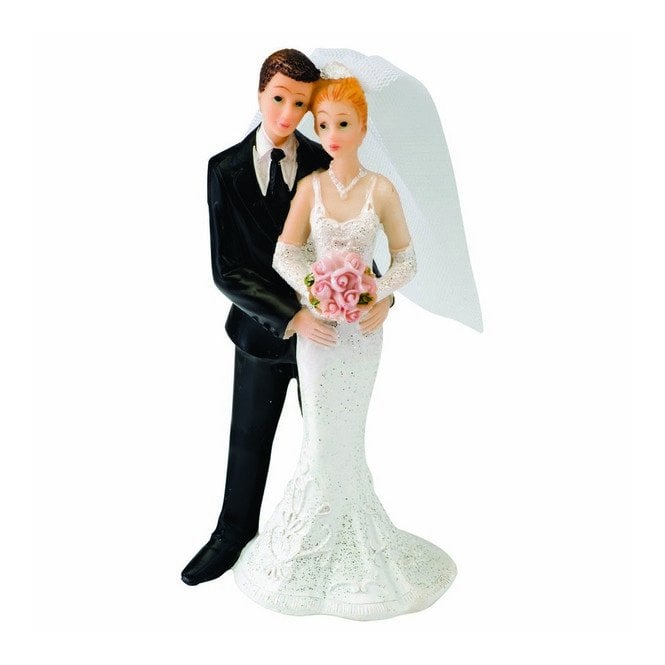 Hootyballoo Bride & Groom Pink Flowers embrace