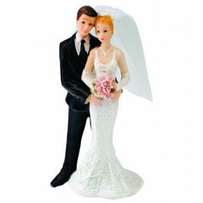Bride & Groom Pink Flowers embrace