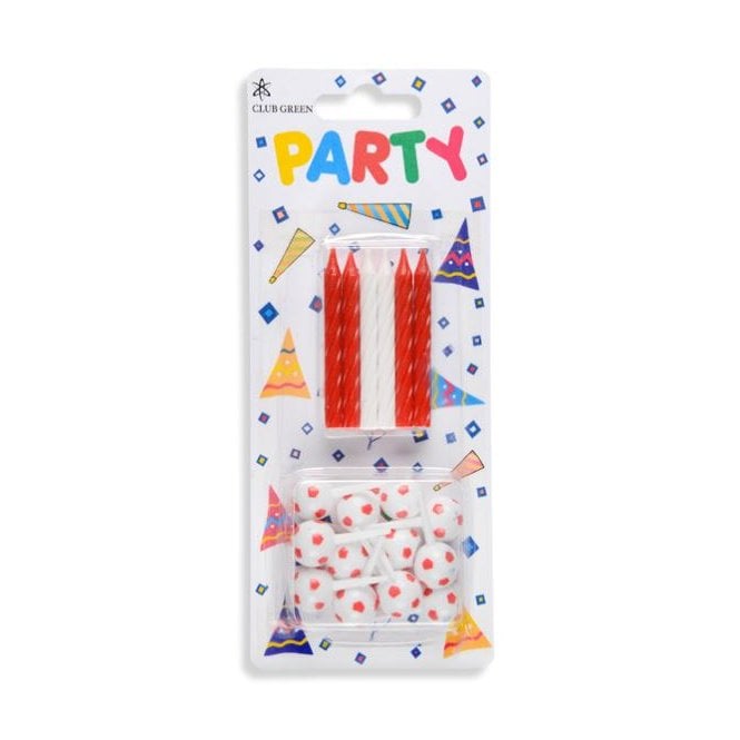 Hootyballoo Football Candles - Red With Football Holders