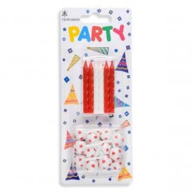 Football Candles - Red With Football Holders