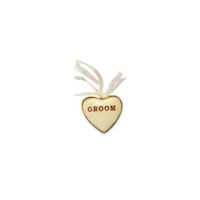 Hootyballoo Groom Ivory Heart Charm Tag