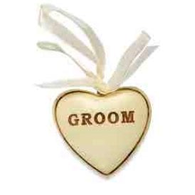 Groom Ivory Heart Charm Tag