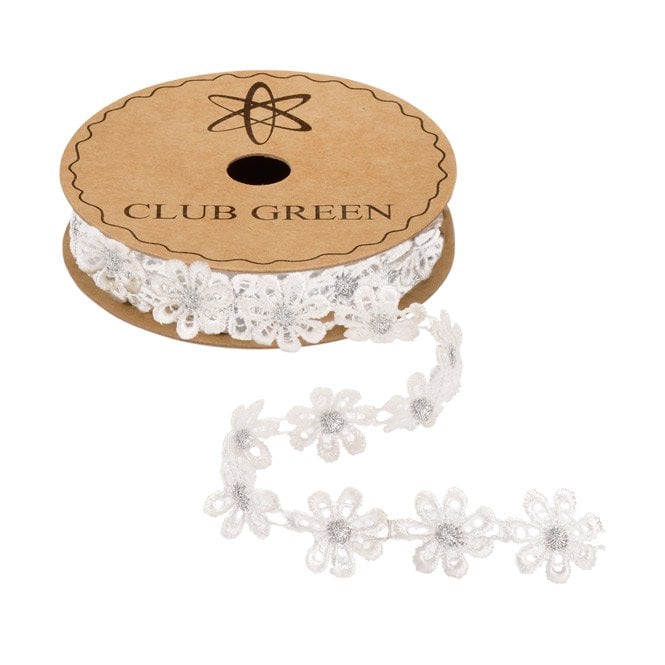 Hootyballoo Lace Daisy in Ivory with Silver Centre 4.5 Meters