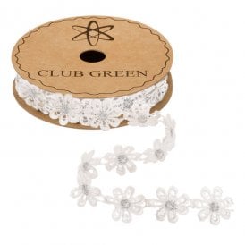 Lace Daisy in Ivory with Silver Centre 4.5 Meters