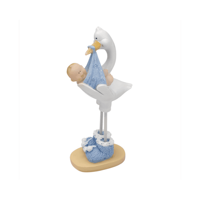 Hootyballoo Stork Delivering Baby Boy Cake Topper - Blue