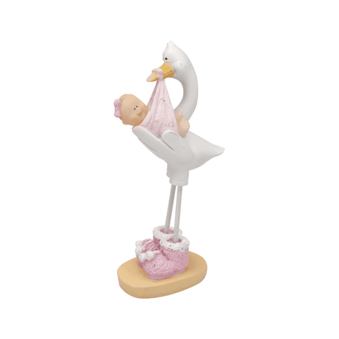 Hootyballoo Stork Delivering Baby Girl Cake Topper Pink