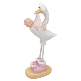 Stork Delivering Baby Girl Cake Topper Pink