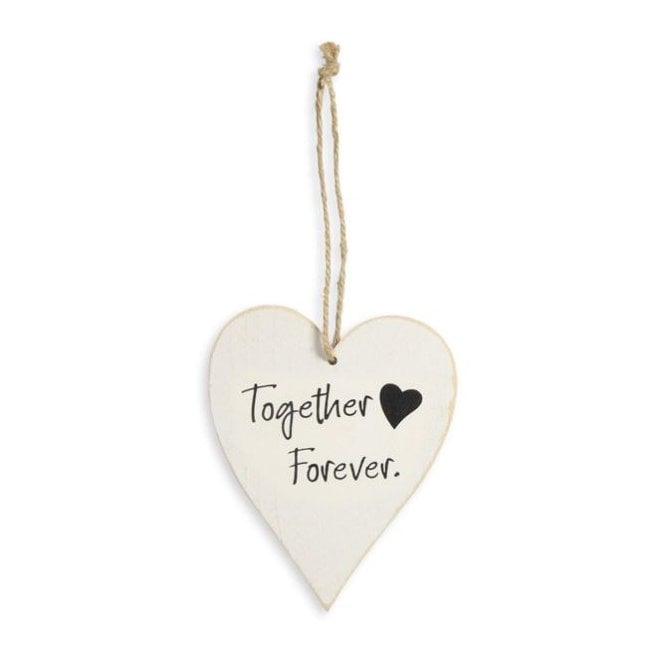 Hootyballoo Whitewash Wooden Heart with Together Forever