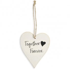 Whitewash Wooden Heart with Together Forever