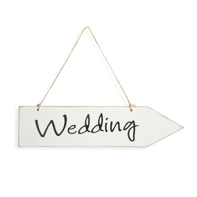 Hootyballoo Whitewashed Wooden Arrow with Wedding