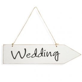 Whitewashed Wooden Arrow with Wedding