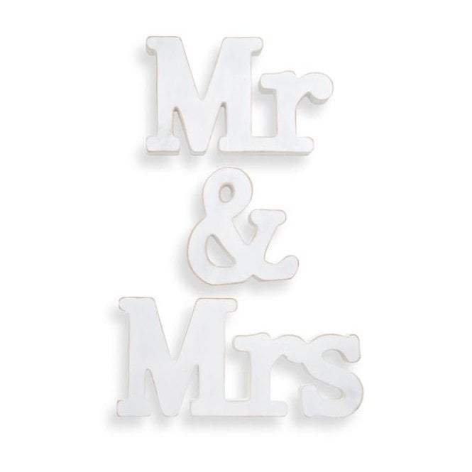 Hootyballoo Whitewashed Wooden Mr & Mrs Freestanding Letters