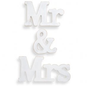 Whitewashed Wooden Mr & Mrs Freestanding Letters
