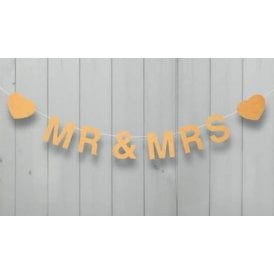 Wooden Bunting Mrs & Mrs - Brown