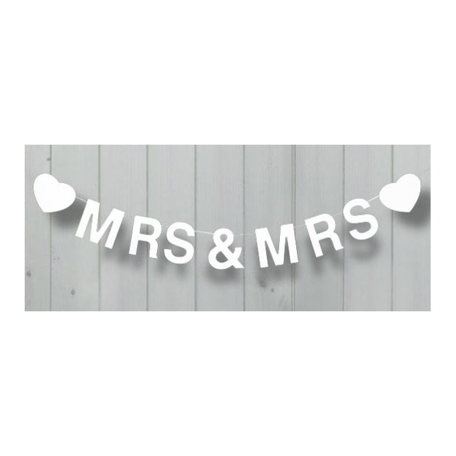 Hootyballoo Wooden Bunting Mrs & Mrs - White