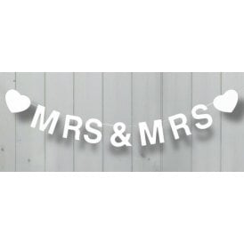 Wooden Bunting Mrs & Mrs - White
