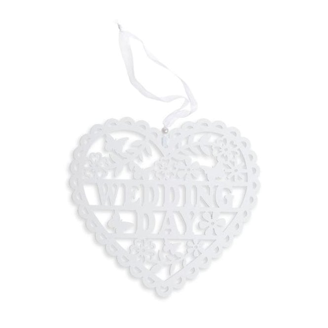 Hootyballoo Wooden Wedding Day Heart - White