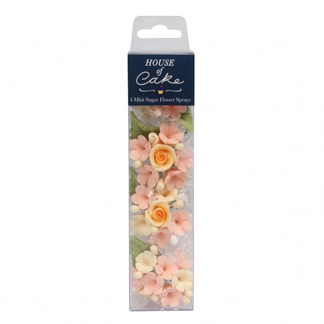 House Of Cake 4 Mini Sugar Flower Spray - Coral/Peach
