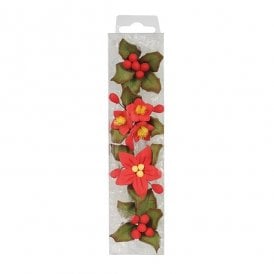 4 Mini Sugar Flower Sprays - Mini Poinsettia