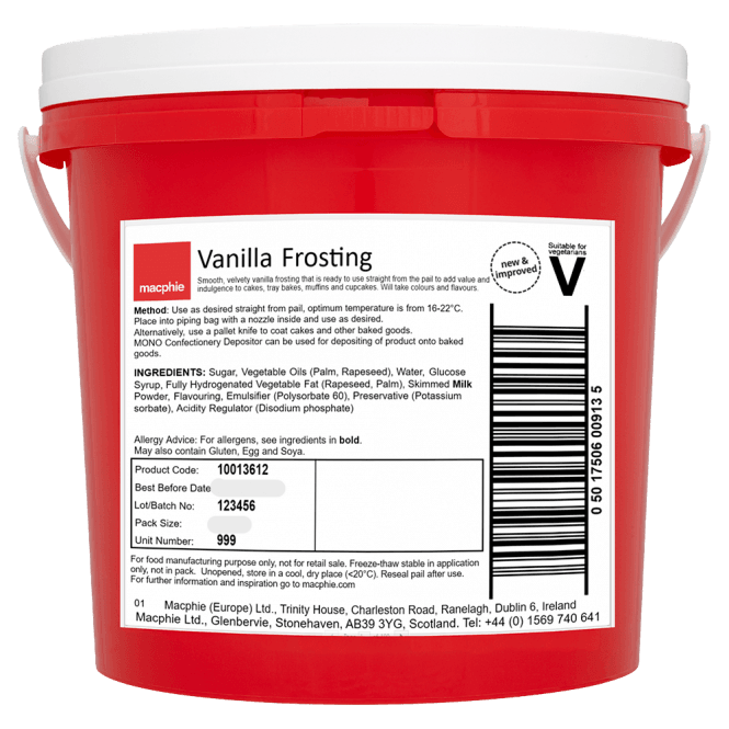Macphie Vanilla Frosting 5kg and 10kg