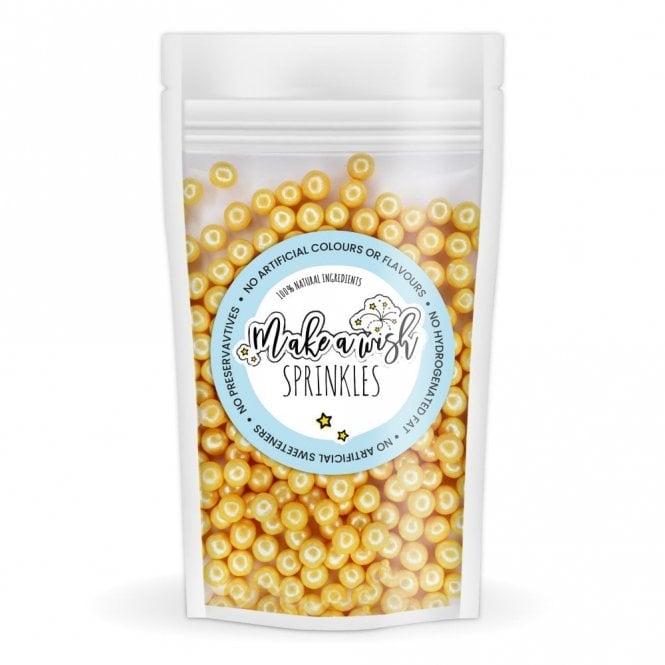 Make a Wish Edible Gold 4mm Pearls 80g