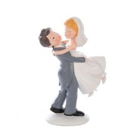 Bride and Groom Embrace Cake Topper