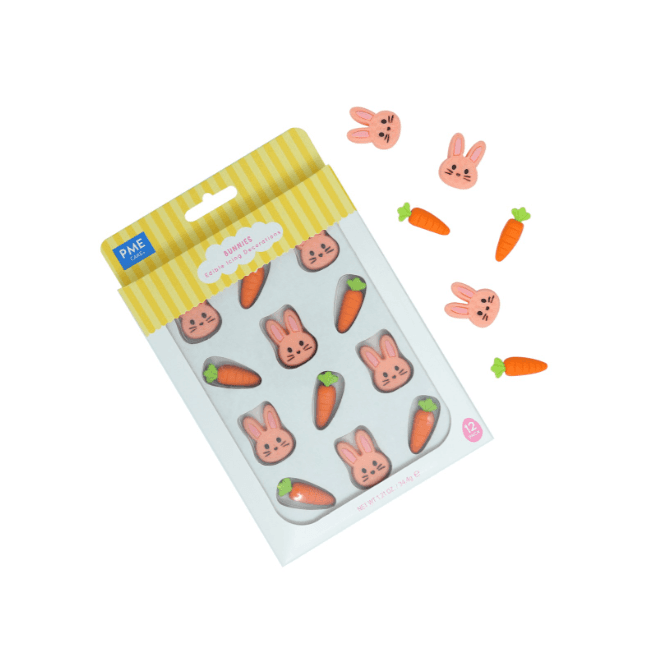 PME Easter Edible Sugar Decorations - Bunnies, Set of 12
