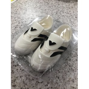 Edible Football Soccer Boots Topper White with Black Details
