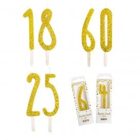 Gold Glitter Number Candles