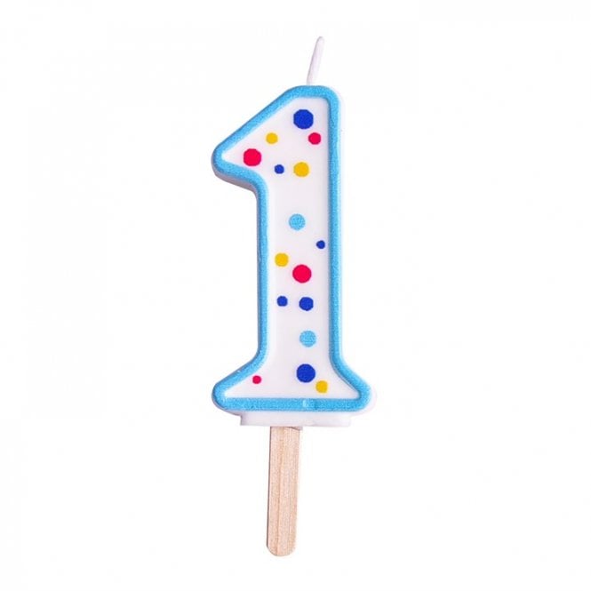 PME Number 1 Blue Polka Dot Candle - Large