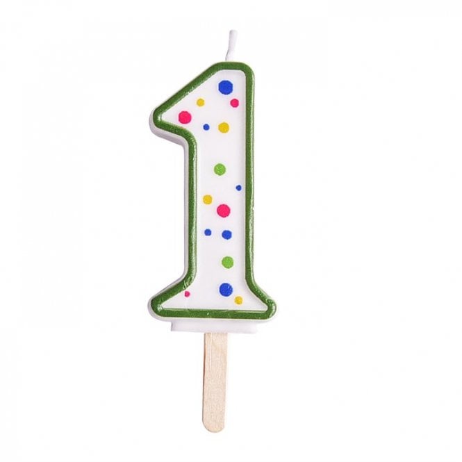 PME Number 1 Green Polka Dot Candle - Large