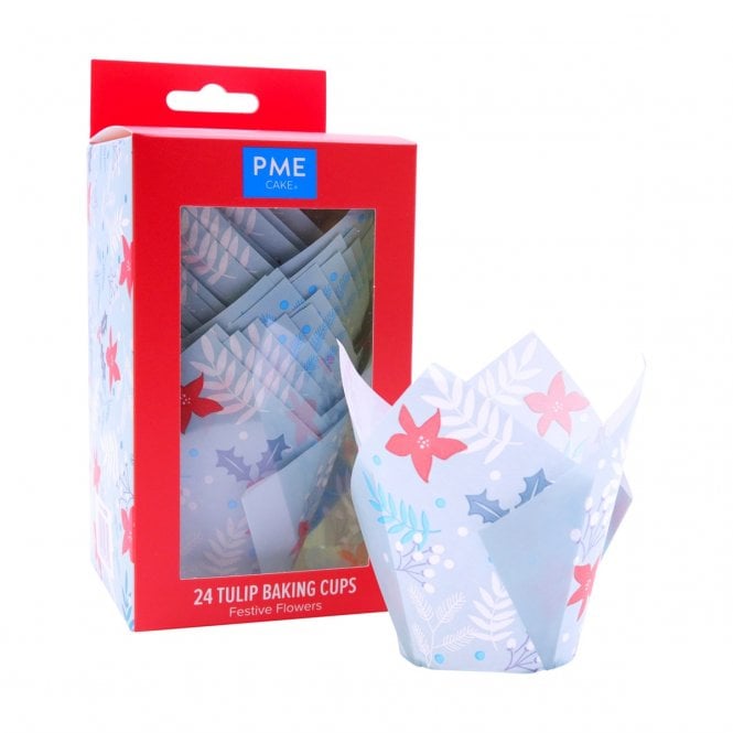 PME Tulip Muffin Cases – Festive Flowers 24 Pack