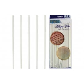 PME White Lollipop Sticks 25 Pack 