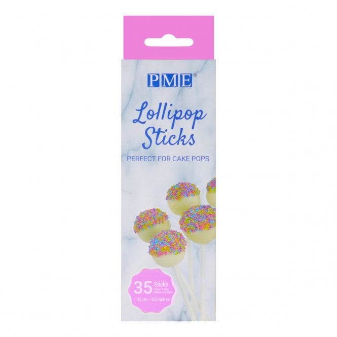 PME White Lollipop Sticks 35 Pack 