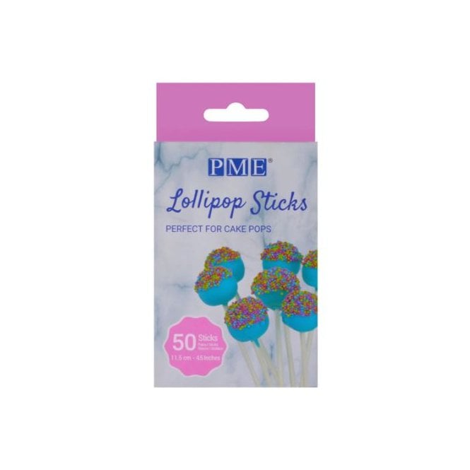 PME White Lollipop Sticks 50 Pack