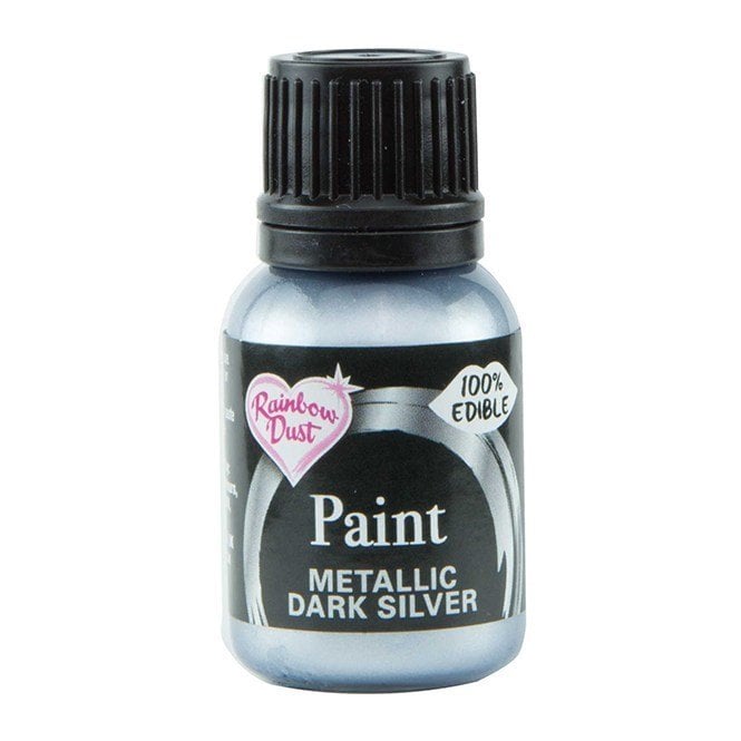 Rainbow Dust Edible Food Paints - Metallic Dark Silver