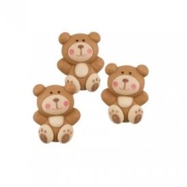 Teddy Bear Sugar Toppers - Pack of 6