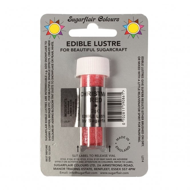 Sugarflair Edible Lustre Dust-Christmas Red